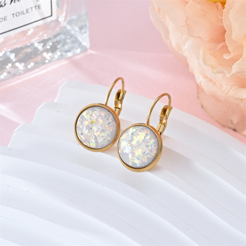 Trendy Sequin Rhinestone Earrings - Stylish Stainless Steel Jewelry for Women - Image 3