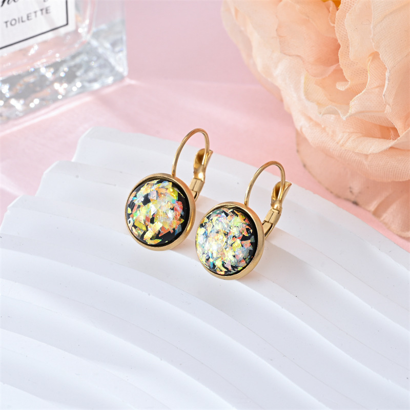 Trendy Sequin Rhinestone Earrings - Stylish Stainless Steel Jewelry for Women - Image 4