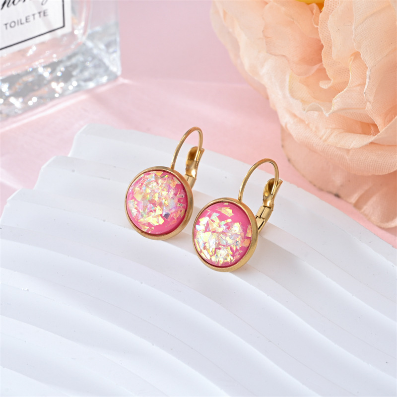 Trendy Sequin Rhinestone Earrings - Stylish Stainless Steel Jewelry for Women - Image 5