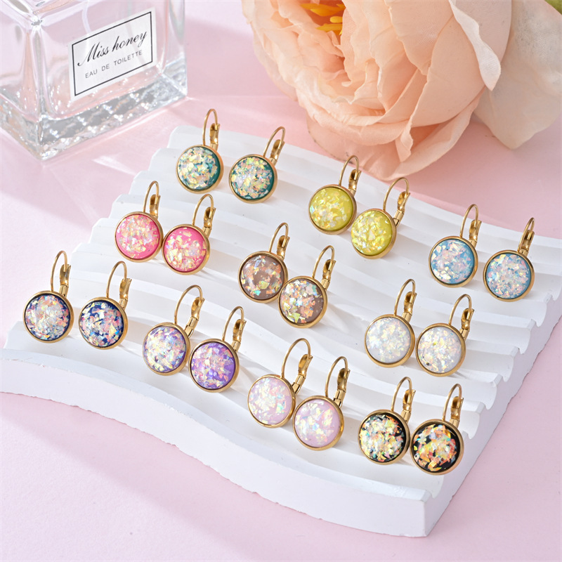 Trendy Sequin Rhinestone Earrings - Stylish Stainless Steel Jewelry for Women - Image 9