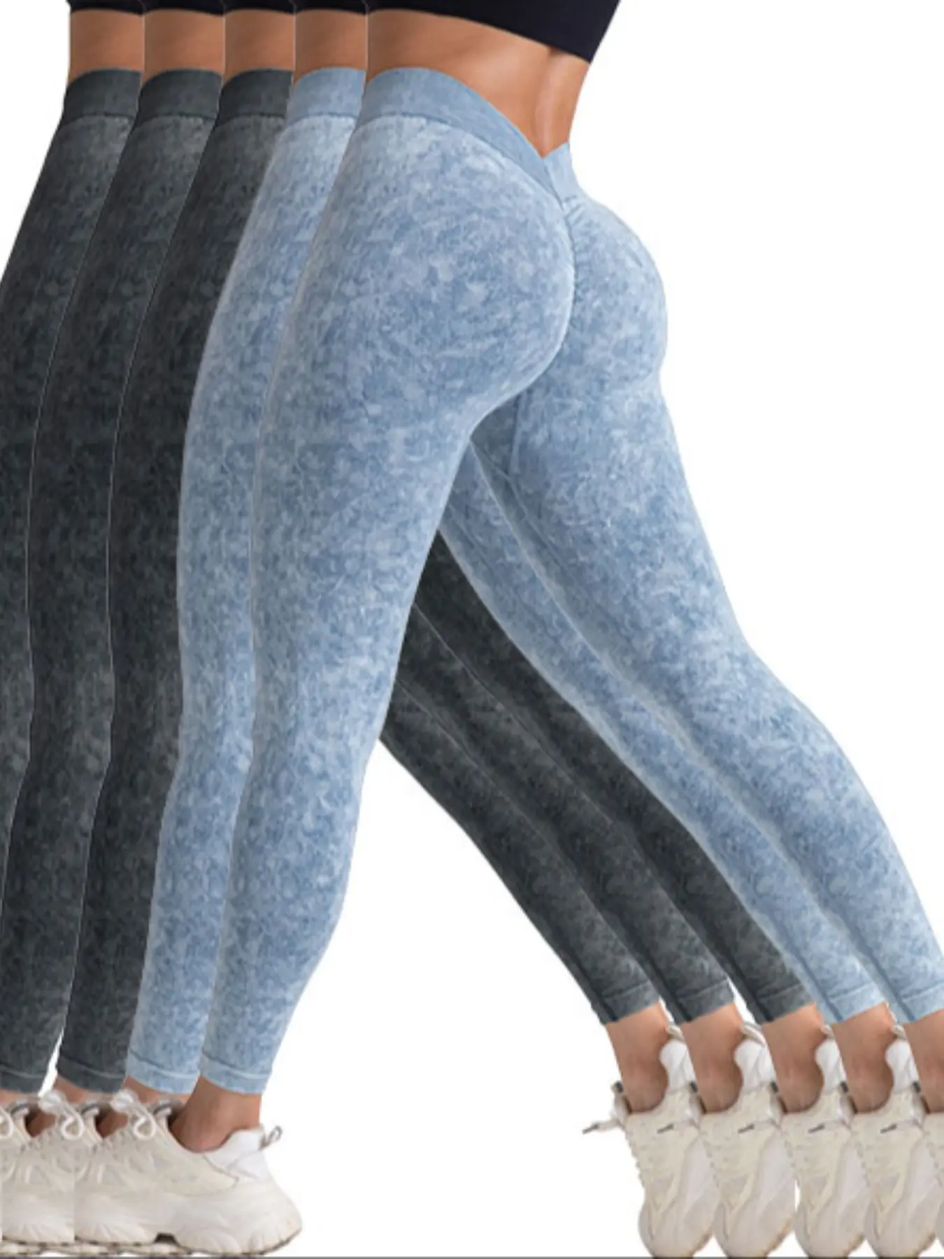 5 Pack V-Back Scrunch Butt Leggings for Women | High Waist Seamless Gym & Yoga Pants | Activewear Yoga Leggings - Image 17