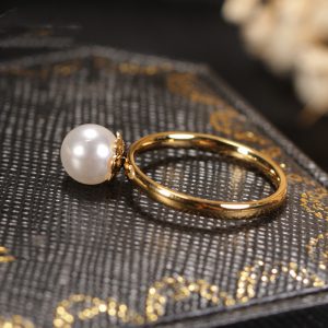 Gold-Plated Pearl Ring with Unique Design - Elegant & Eye-Catching