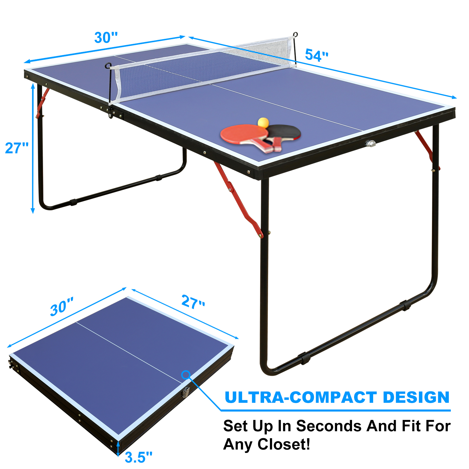 Folding Portable Table Tennis Table Set - Perfect for Home & Outdoor Play - Image 2