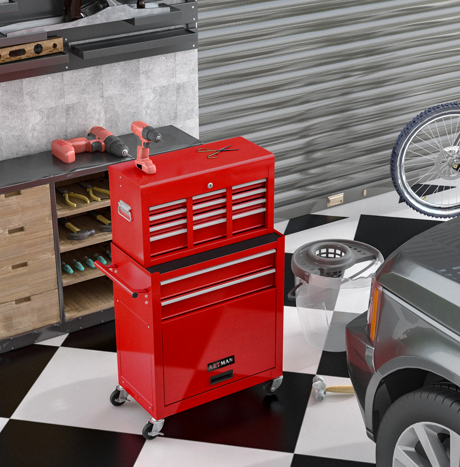 High Capacity Rolling Tool Box with Wheels & Drawers - 8 Drawer Tool Storage Cabinet for Ultimate Organization