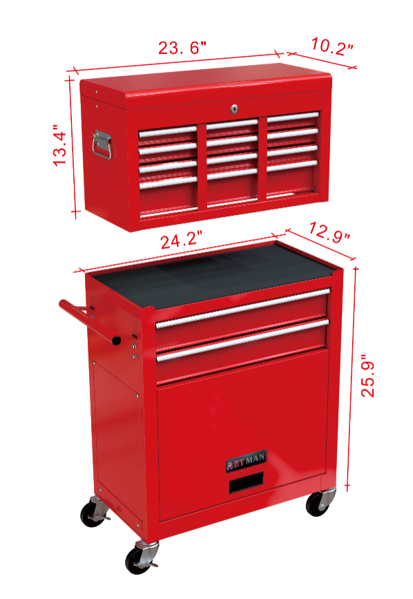 High Capacity Rolling Tool Box with Wheels & Drawers - 8 Drawer Tool Storage Cabinet for Ultimate Organization - Image 9
