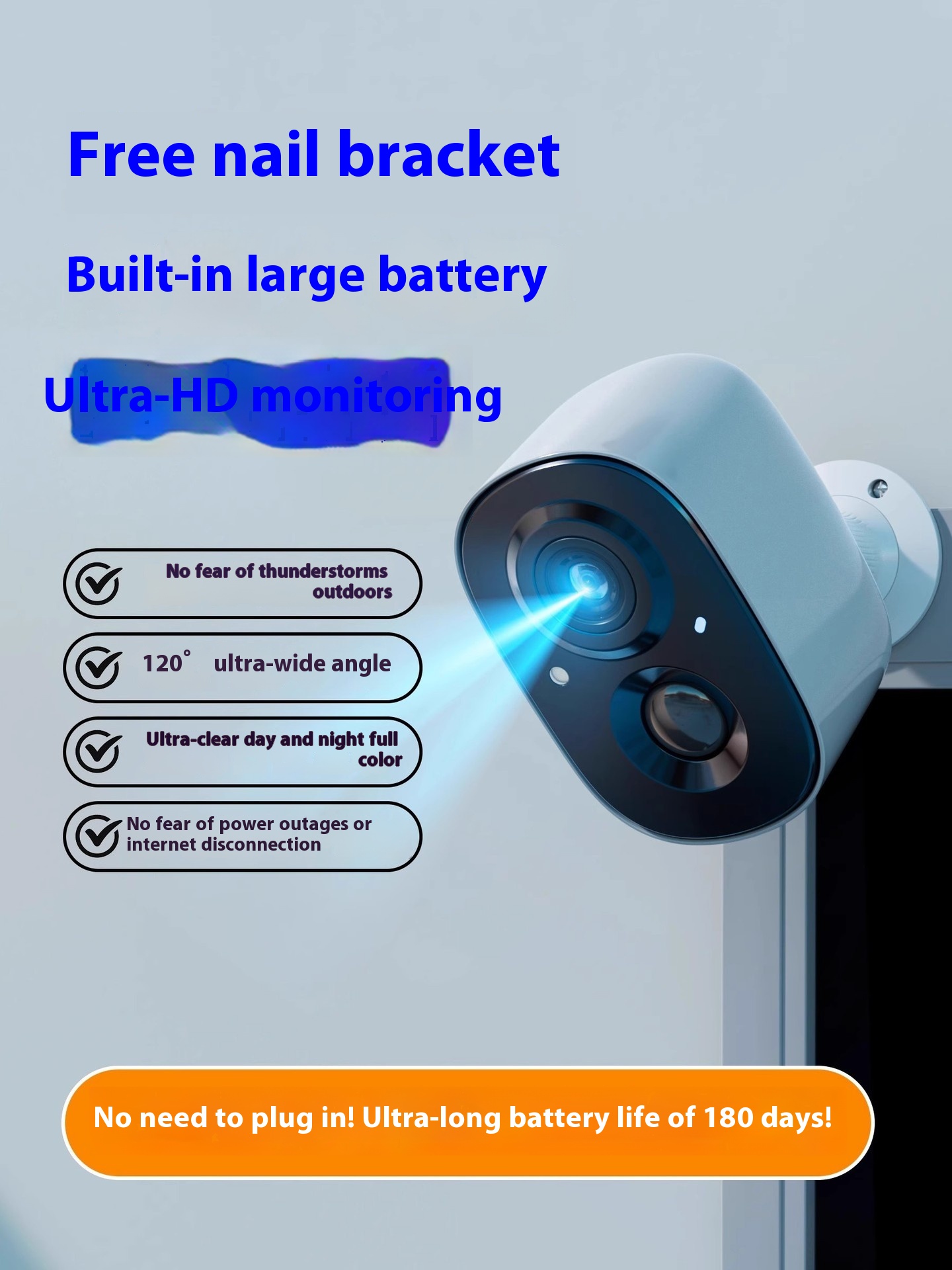 Wireless Battery Surveillance Camera with Wifi Connection - Mobile Phone Remote, Plug-in & Punch-free - Image 9