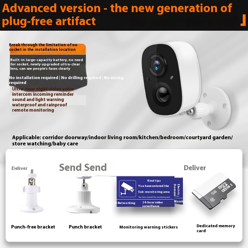 Wireless Battery Surveillance Camera with Wifi Connection - Mobile Phone Remote, Plug-in & Punch-free - Image 11