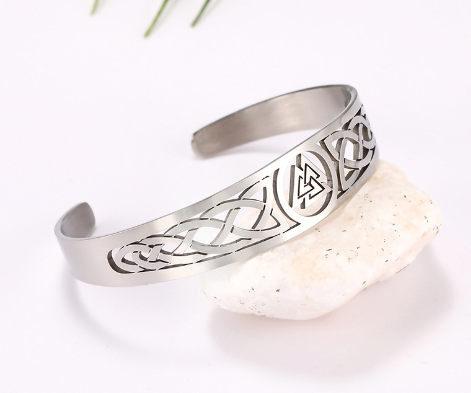 Asgard Handcrafted Stainless Steel Bracelet with Valknut Symbol & Celtic Design - Image 2