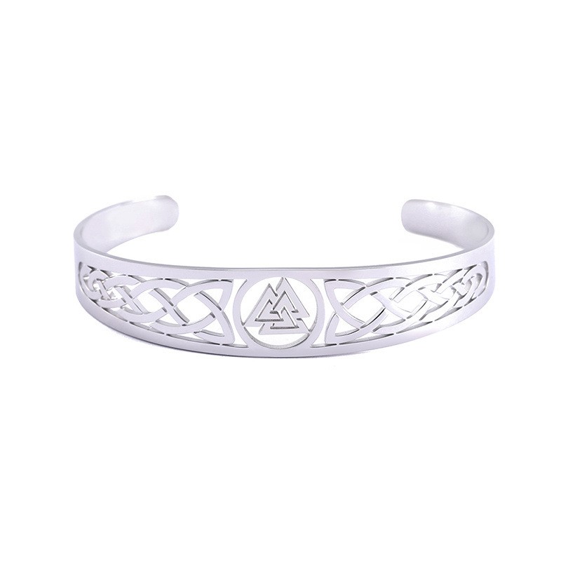 Asgard Handcrafted Stainless Steel Bracelet with Valknut Symbol & Celtic Design - Image 3
