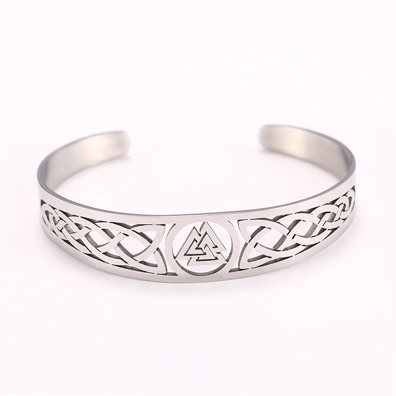 Asgard Handcrafted Stainless Steel Bracelet with Valknut Symbol & Celtic Design - Image 5