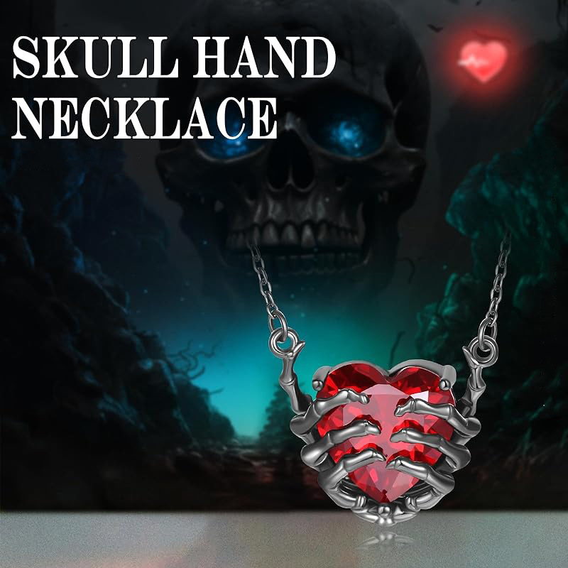 Chic Retro Dark Red Love Ghost Claw Pendant Necklace for Fashion Lovers - Image 4