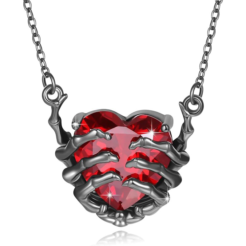Chic Retro Dark Red Love Ghost Claw Pendant Necklace for Fashion Lovers - Image 5