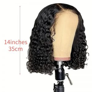 13x4x1 Lace Closed Synthetic Non-toxic Short Bob Jerry Curly Hair Wig - 14 Inch Non-adhesive Lace, Perfect for Any Occasion