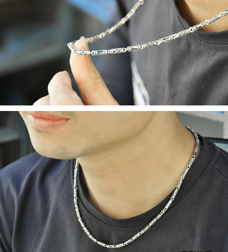 Stylish 925 Silver Men's Necklace - Thick Long Clavicle Chain for Retro Fashion & All-Match Sweater Looks - Image 4