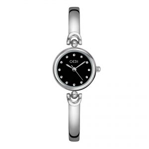 Elegant Small Round Dial Bangle Quartz Watch - Simple Design Timepiece