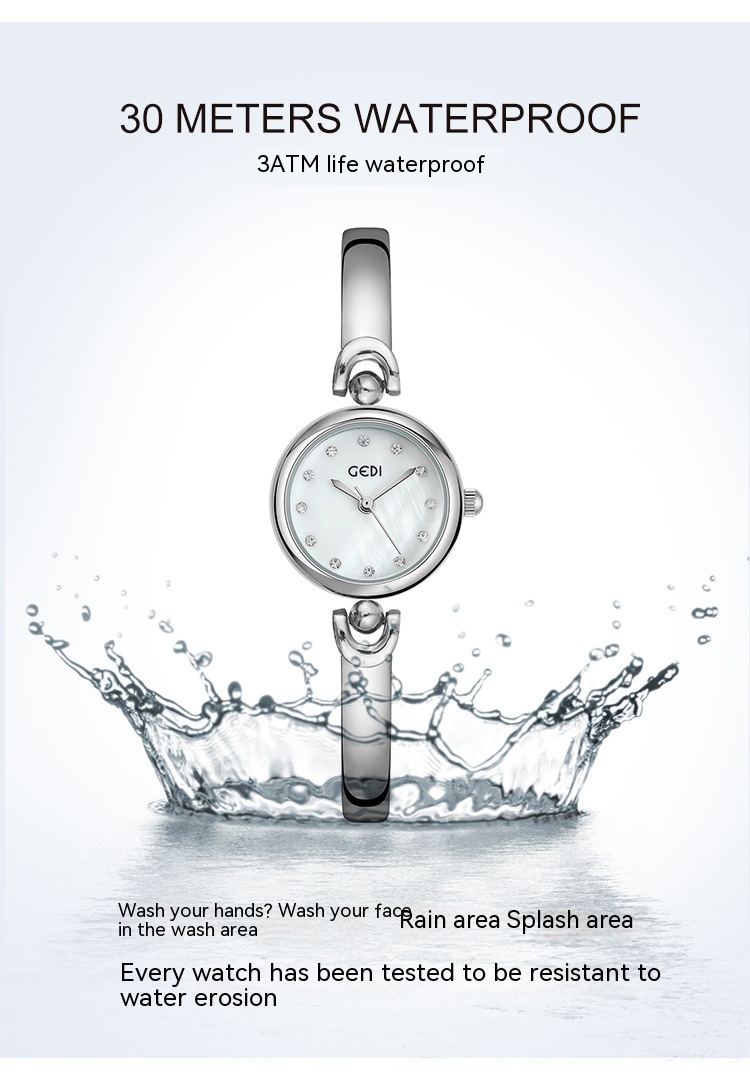 Elegant Small Round Dial Bangle Quartz Watch - Simple Design Timepiece - Image 3