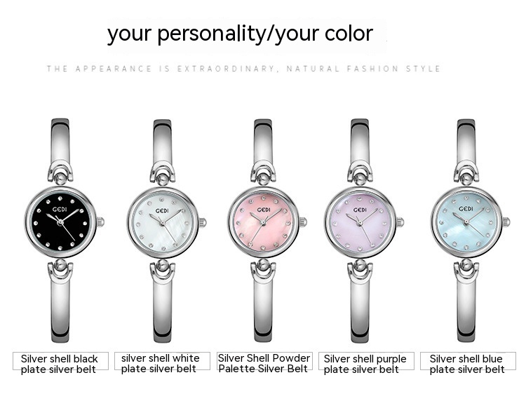 Elegant Small Round Dial Bangle Quartz Watch - Simple Design Timepiece - Image 5