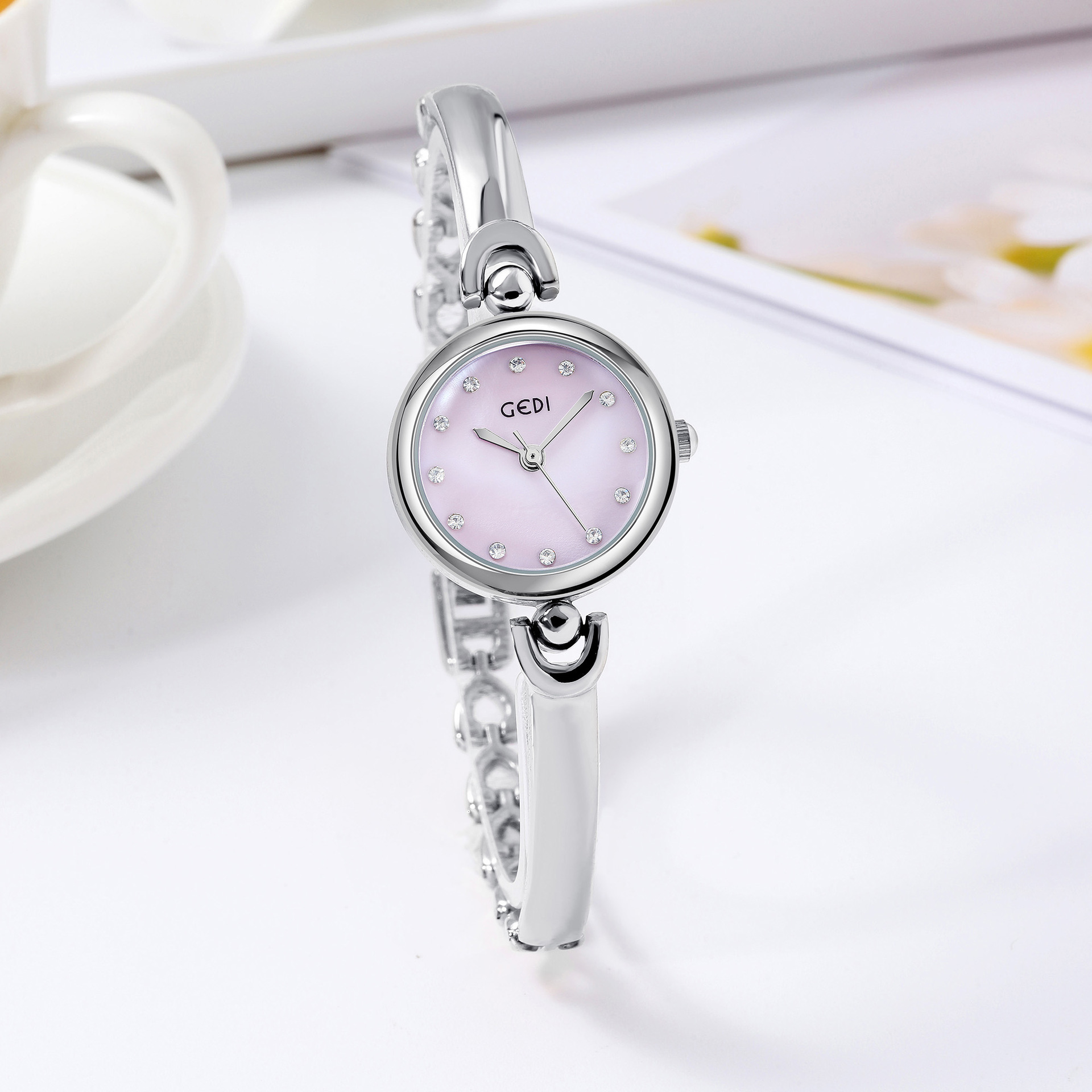 Elegant Small Round Dial Bangle Quartz Watch - Simple Design Timepiece - Image 11