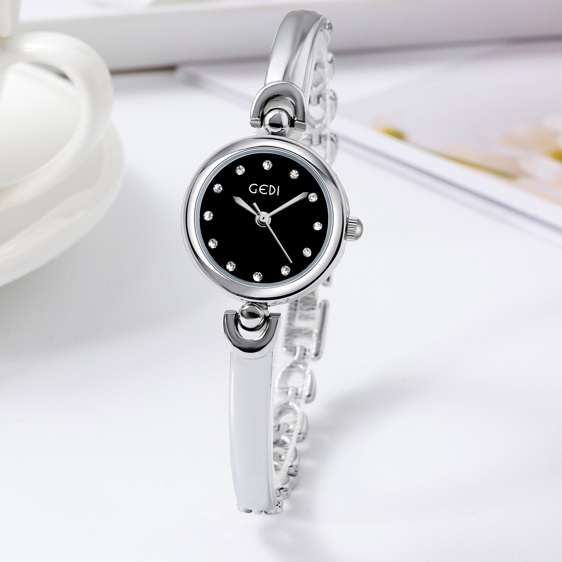 Elegant Small Round Dial Bangle Quartz Watch - Simple Design Timepiece - Image 13