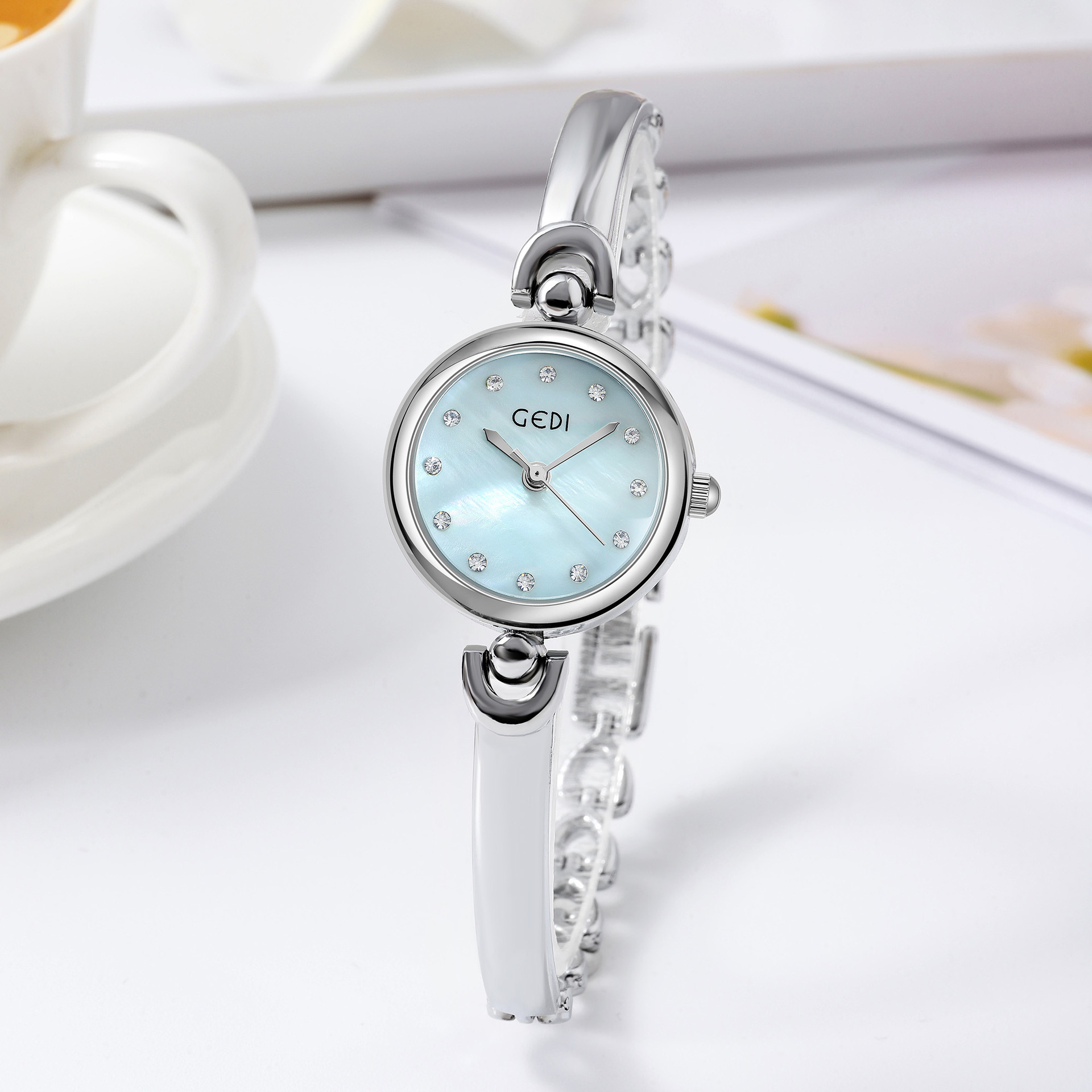 Elegant Small Round Dial Bangle Quartz Watch - Simple Design Timepiece - Image 14