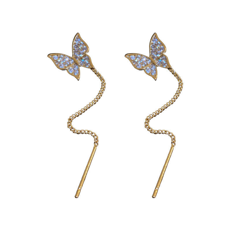 Elegant 925 Silver Needle Long Tassel Butterfly Earrings - Stylish & Unique - Image 5