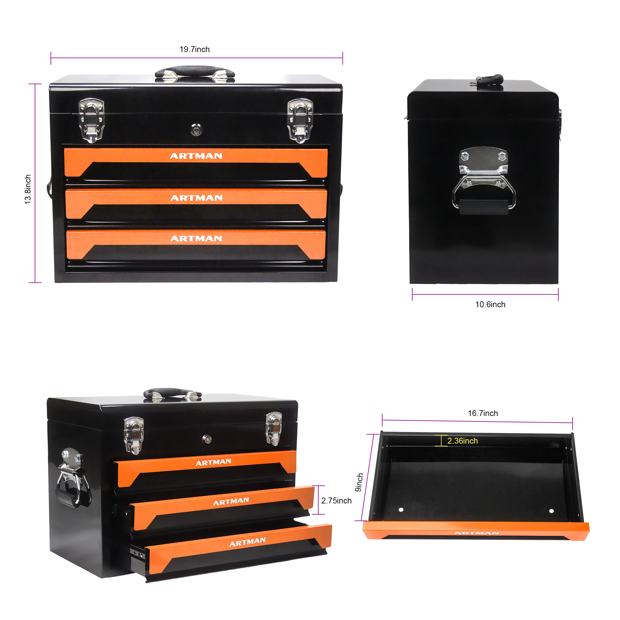 3-Drawer Tool Box with Complete Tool Set for All Your DIY Needs - Image 5