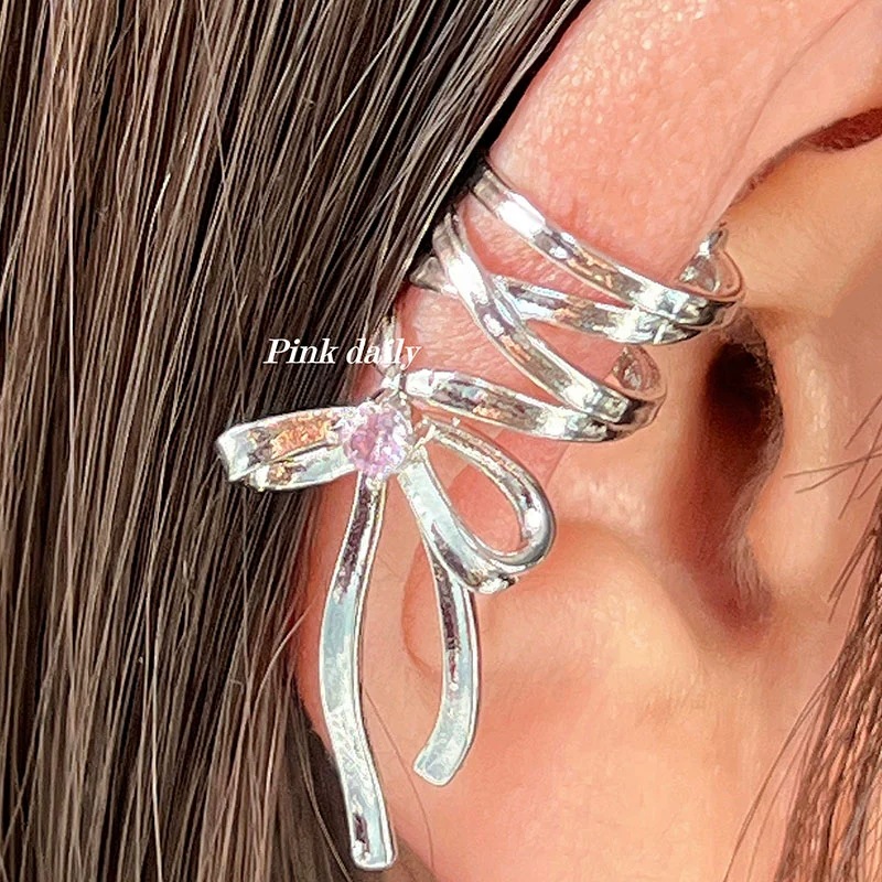 Stylish Fashion Jewelry Ribbon Aesthetics Ear Clips - Ballet Bow-knot Non-Piercing Ear Cuff for Women - Image 7