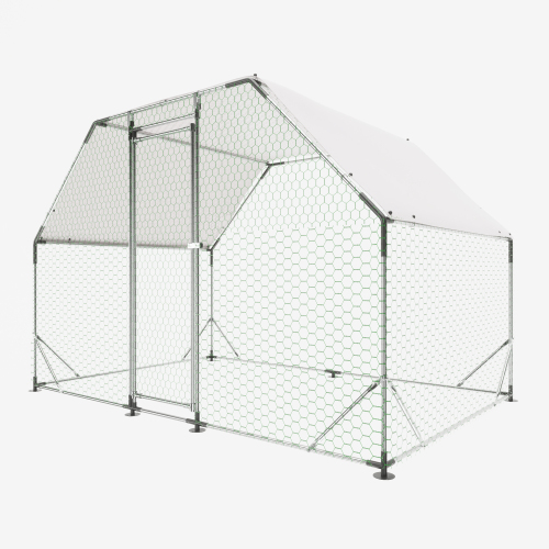 9.94 Ft. X 6.46 Ft. X 6.36 Ft. Metal Large Walk-in Chicken Coop Poultry Cage Run with Waterproof Cover - Image 4