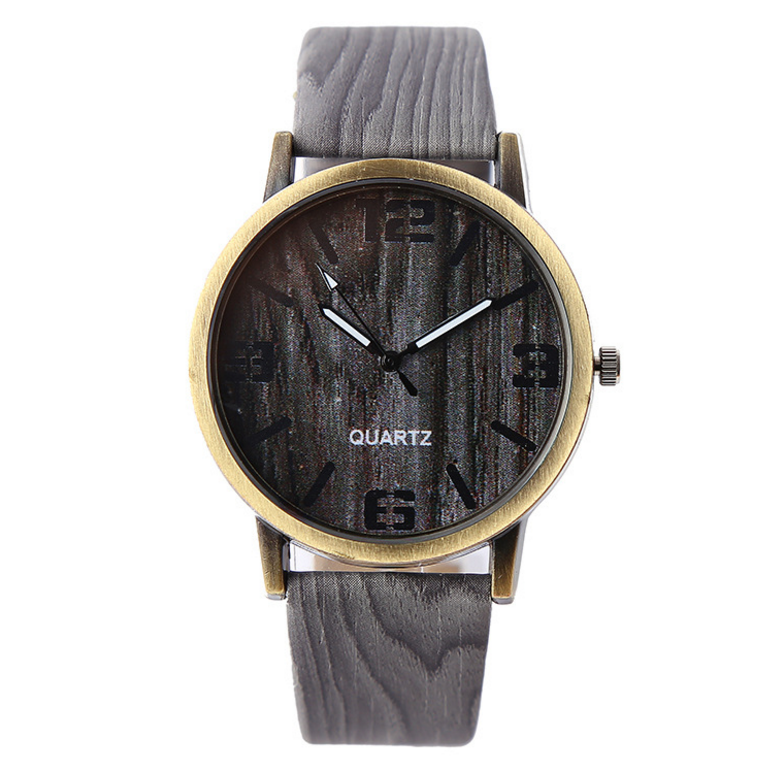 Elegant Wood Grain Style Wrist Watch - Timeless Fashion Accessory - Image 3