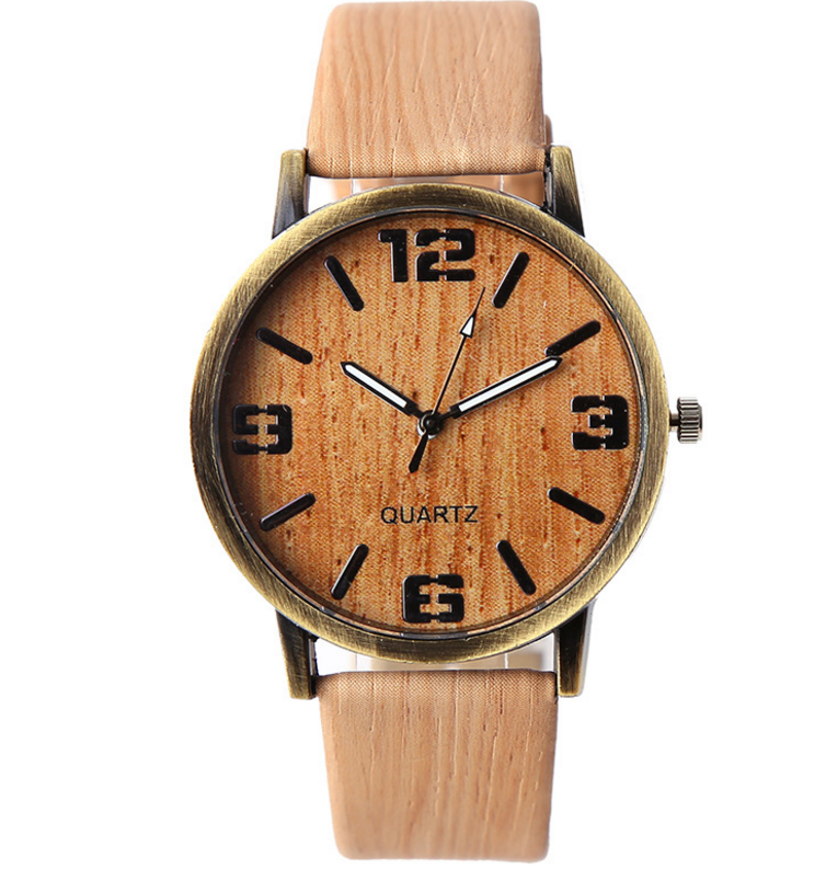 Elegant Wood Grain Style Wrist Watch - Timeless Fashion Accessory - Image 4