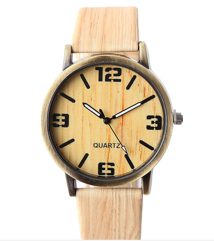 Elegant Wood Grain Style Wrist Watch - Timeless Fashion Accessory - Image 5