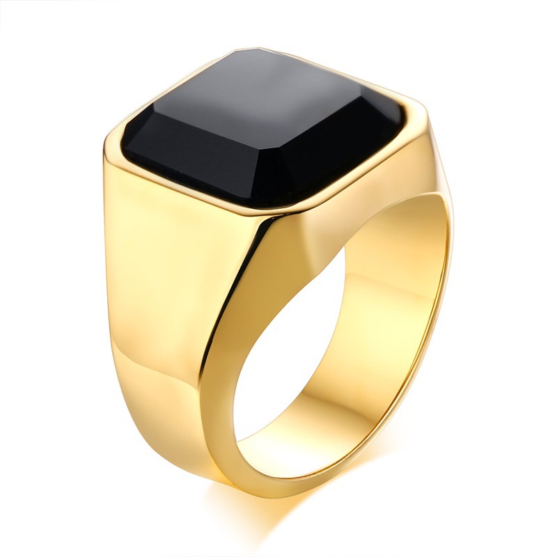 Men's Black Agate Ring in Stainless Steel - Stylish & Durable Accessory - Image 7