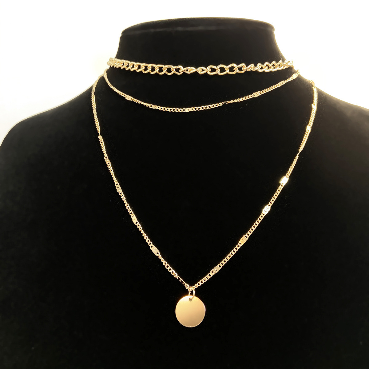 Trendy Women's Multilayer Necklace with Fashion Disc Pendant - Clavicle Chains & Unique Jewelry - Image 5