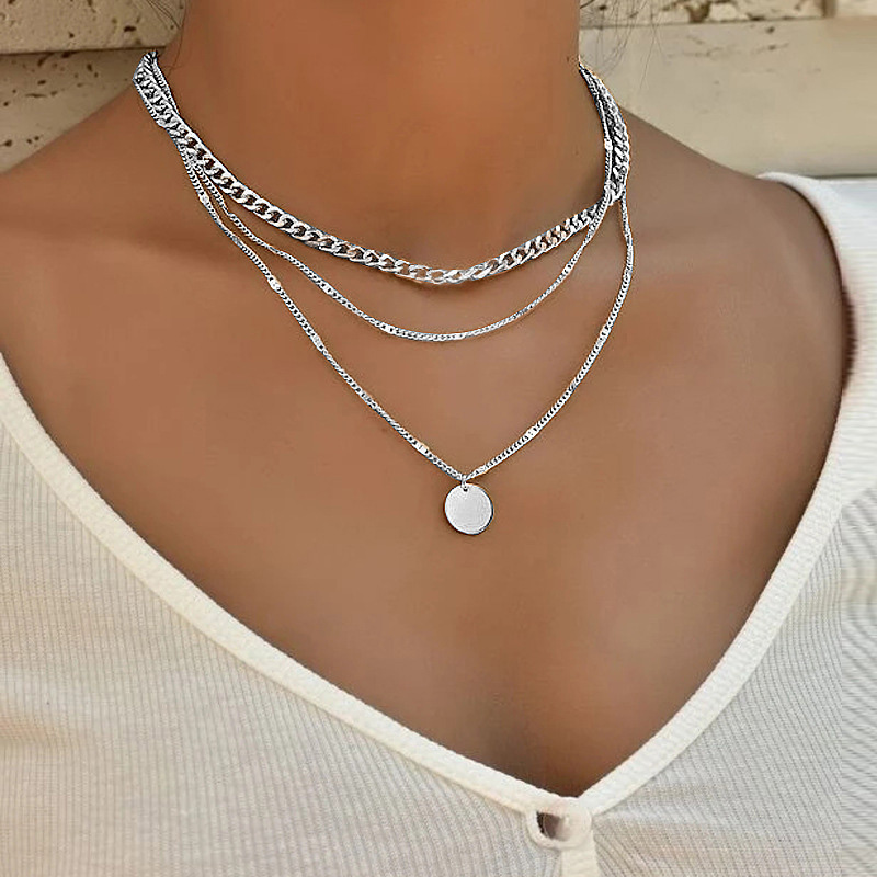 Trendy Women's Multilayer Necklace with Fashion Disc Pendant - Clavicle Chains & Unique Jewelry - Image 7