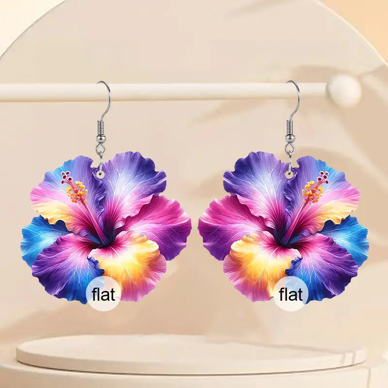 Vibrant Open Spring 2D Acrylic Flower Earrings - Colorful & Unique Design - Image 2