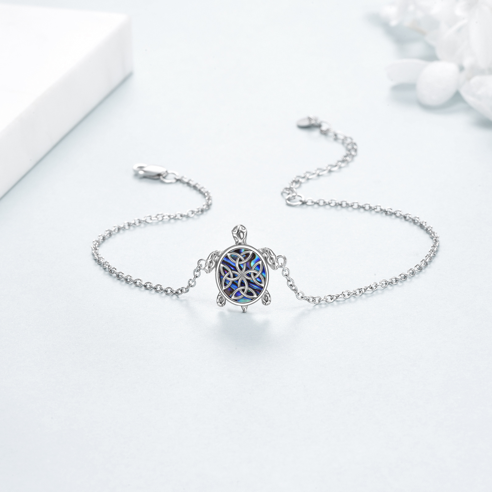 Sterling Silver Adjustable Ankle Jewelry with Abalone Sea Turtle - Perfect Gifts for Women - Image 3