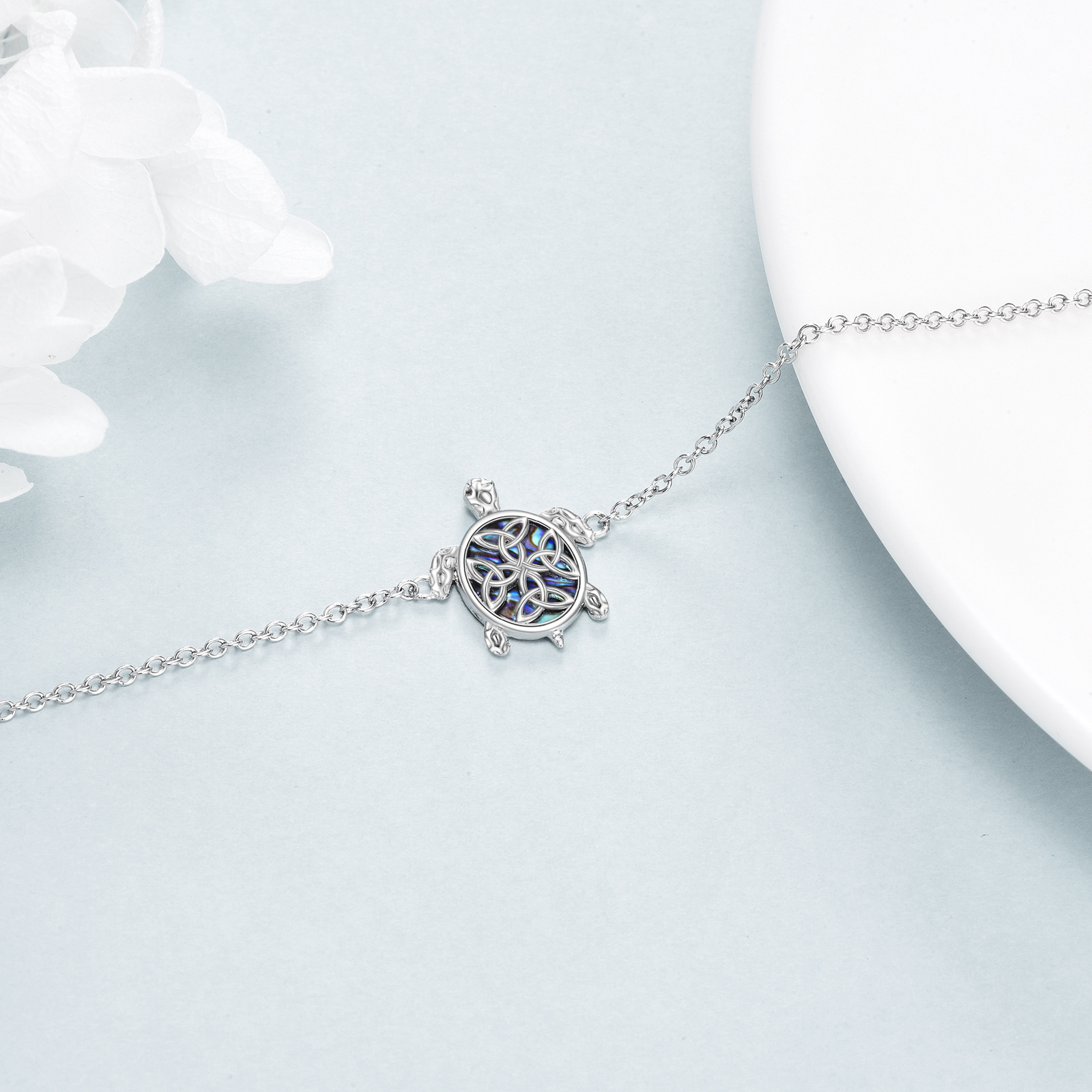 Sterling Silver Adjustable Ankle Jewelry with Abalone Sea Turtle - Perfect Gifts for Women - Image 4