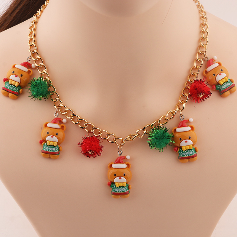 Unique Christmas Tree Bell Santa Claus Necklace - Customizable Clavicle Chain Women's Jewelry - Image 3