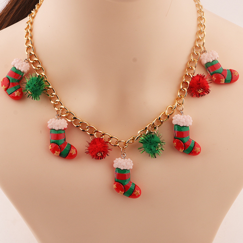 Unique Christmas Tree Bell Santa Claus Necklace - Customizable Clavicle Chain Women's Jewelry - Image 5