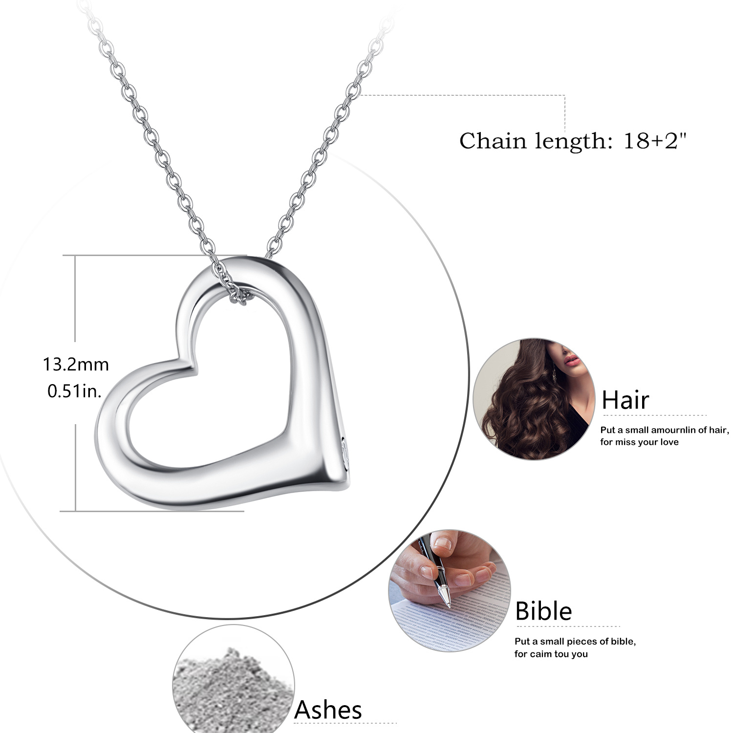Heart Urn Necklace for Ashes - 925 Sterling Silver Cremation Jewelry for Women - Image 6