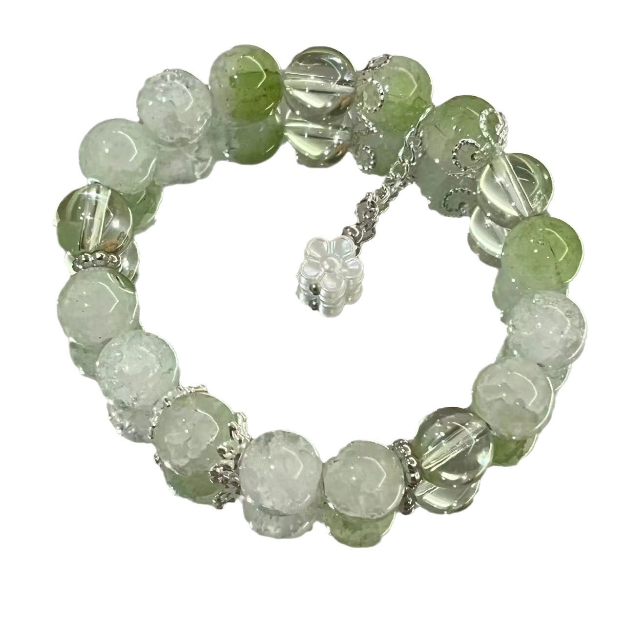 Elegant Women's Green Glass Flower Bracelet for Stylish Accessorizing - Image 9