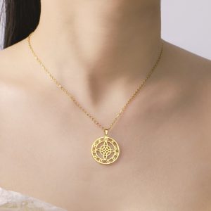 Enchanting Ring Hollow Witch Knot Moon Pendant - Captivating Celestial Jewelry