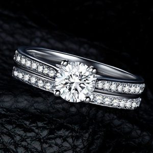 Elegant Double Layer Ring Set for Weddings - European & American Plated 925 Silver Handcrafted Jewelry
