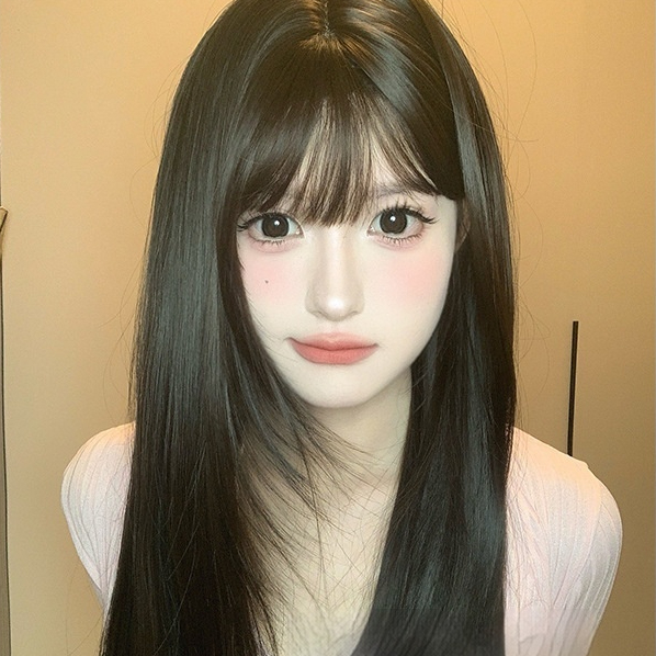Natural Full-Head Wig for Women - Dark Brown Round Face Style - Image 3