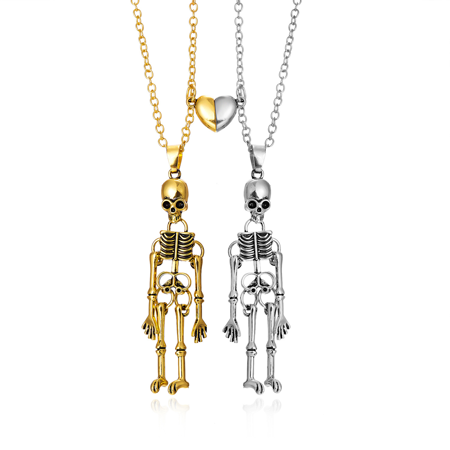 Vintage Skull Ghost Necklace - Hand in Hand Pendant for Unique Style - Image 8