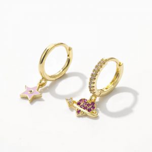 Vibrant Starry Sky Love Modeling Earrings - Simple & Colorful Design