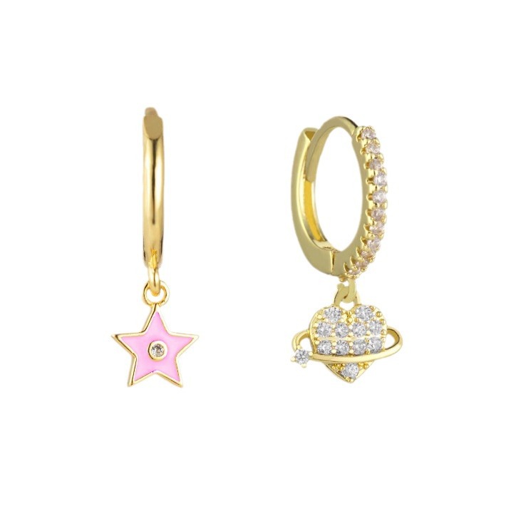 Vibrant Starry Sky Love Modeling Earrings - Simple & Colorful Design - Image 5