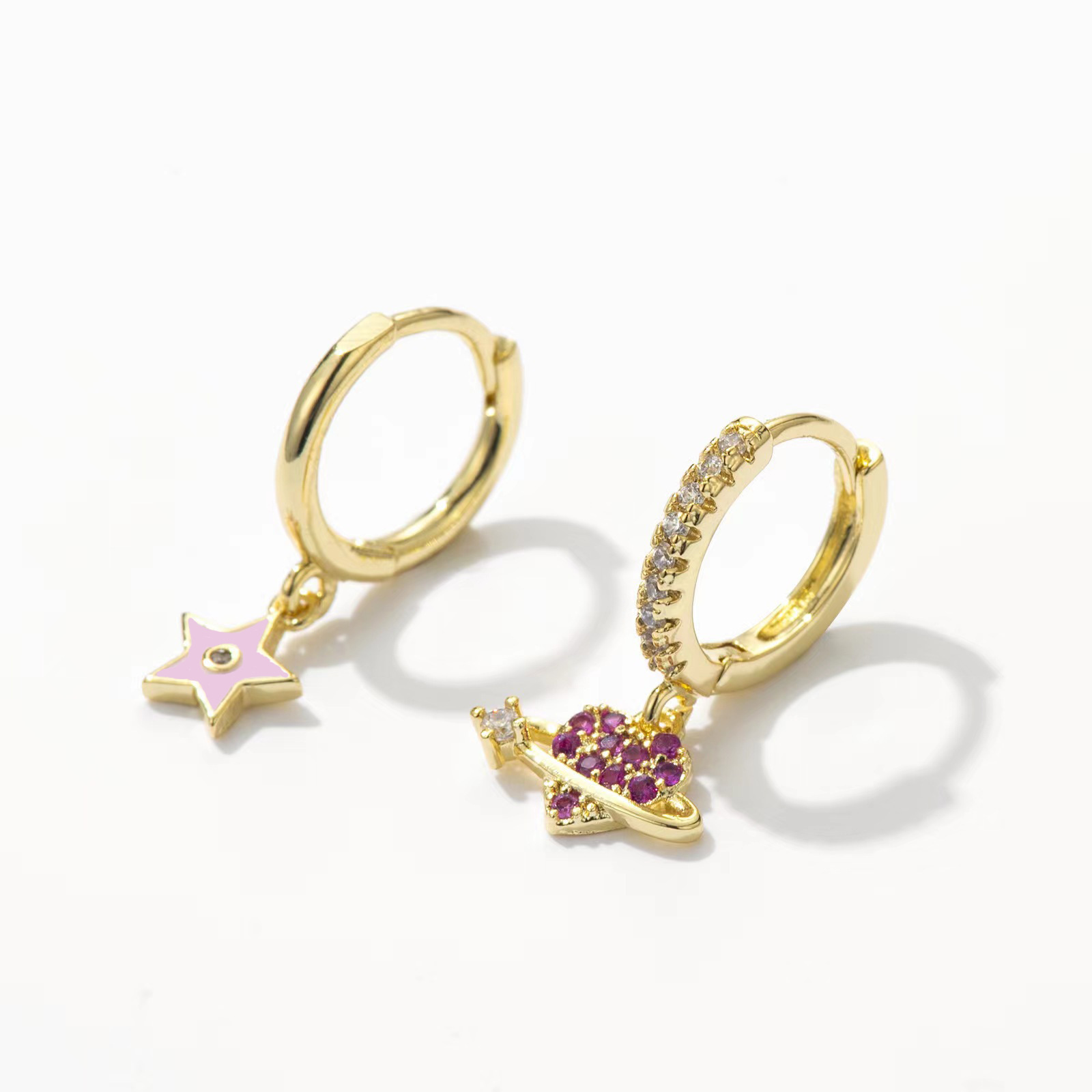 Vibrant Starry Sky Love Modeling Earrings - Simple & Colorful Design - Image 6