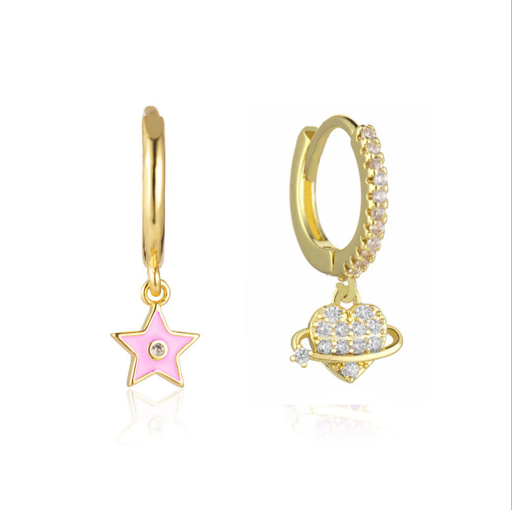 Vibrant Starry Sky Love Modeling Earrings - Simple & Colorful Design - Image 7