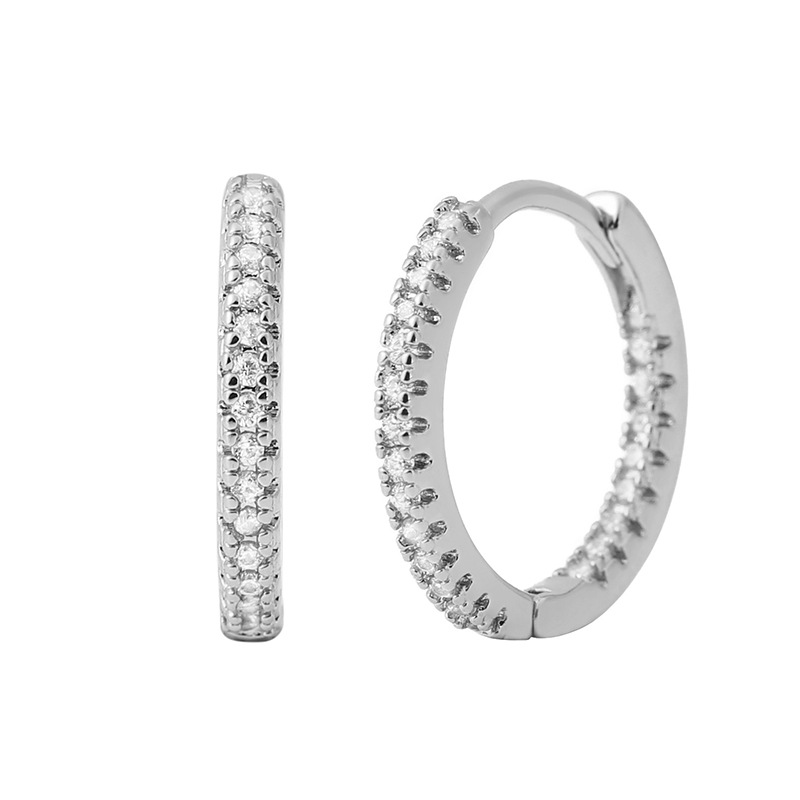 Elegant Multicolor Zircon Circle Female Earrings - Stylish Ear Clips - Image 3